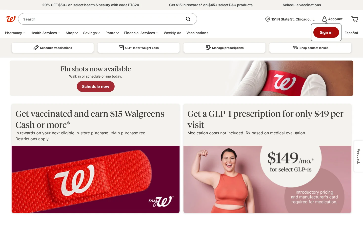 Walgreens 页面快照